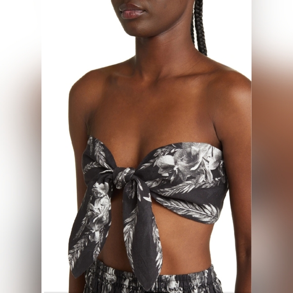 EUC ALLSAINTS Riah Mia Floral Print Bandeau Crop Top - Picture 2 of 8